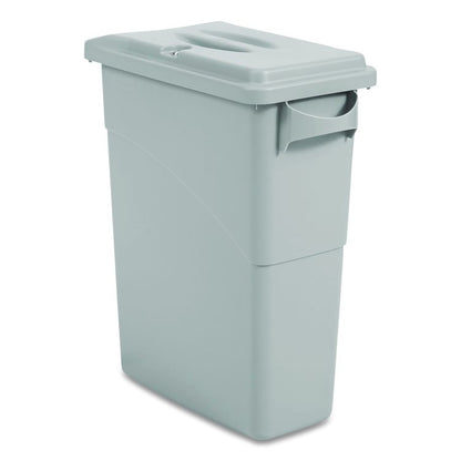 Slim Jim Confidential Document Waste Receptacle with Lid, 23 gal, Light Gray