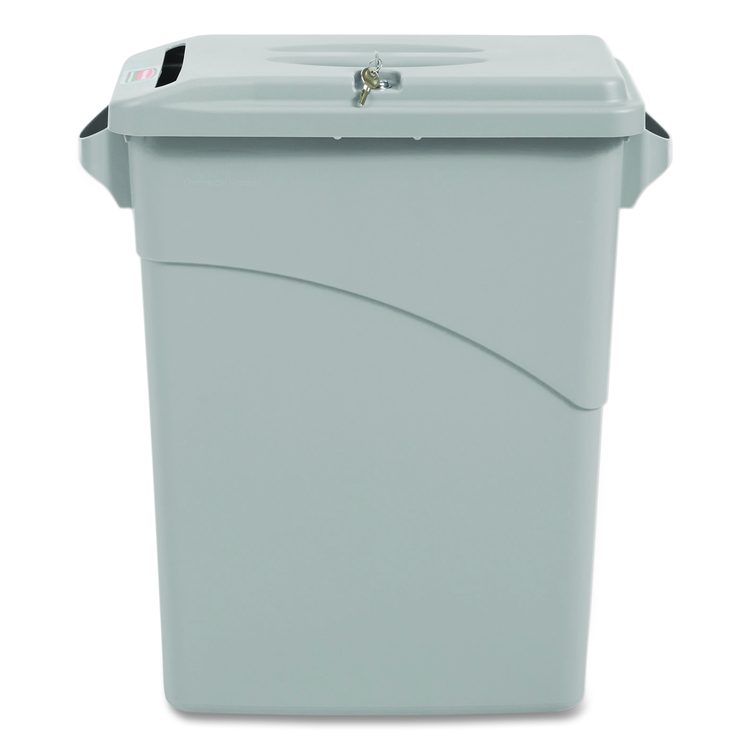 Slim Jim Confidential Document Waste Receptacle with Lid, 23 gal, Light Gray