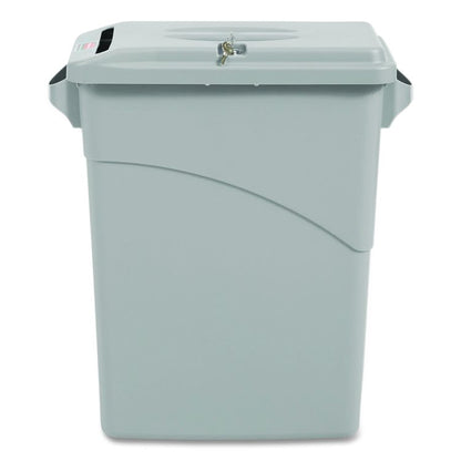 Slim Jim Confidential Document Waste Receptacle with Lid, 23 gal, Light Gray
