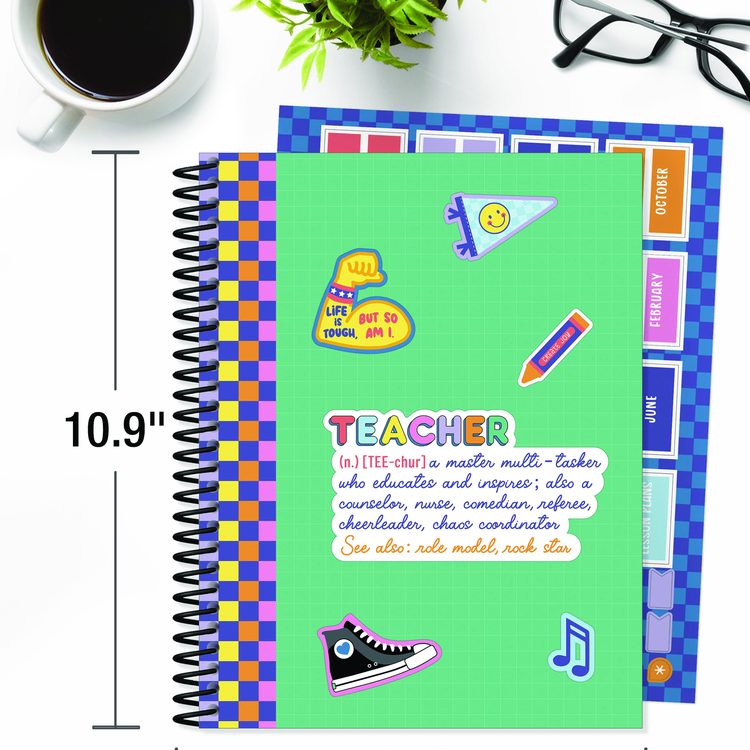 Teacher Planners, Weekly/Monthly, 7 Classes, We Stick Together, Multicolor Cover, 11 x 8.5 Sheets, 12-Month (July to June)
