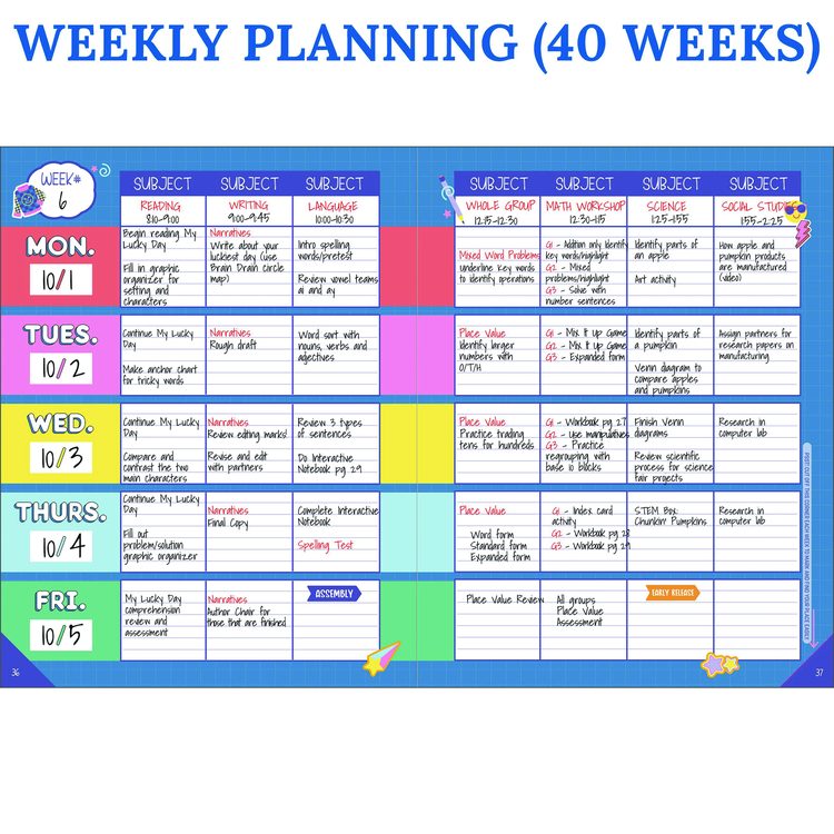 Teacher Planners, Weekly/Monthly, 7 Classes, We Stick Together, Multicolor Cover, 11 x 8.5 Sheets, 12-Month (July to June)