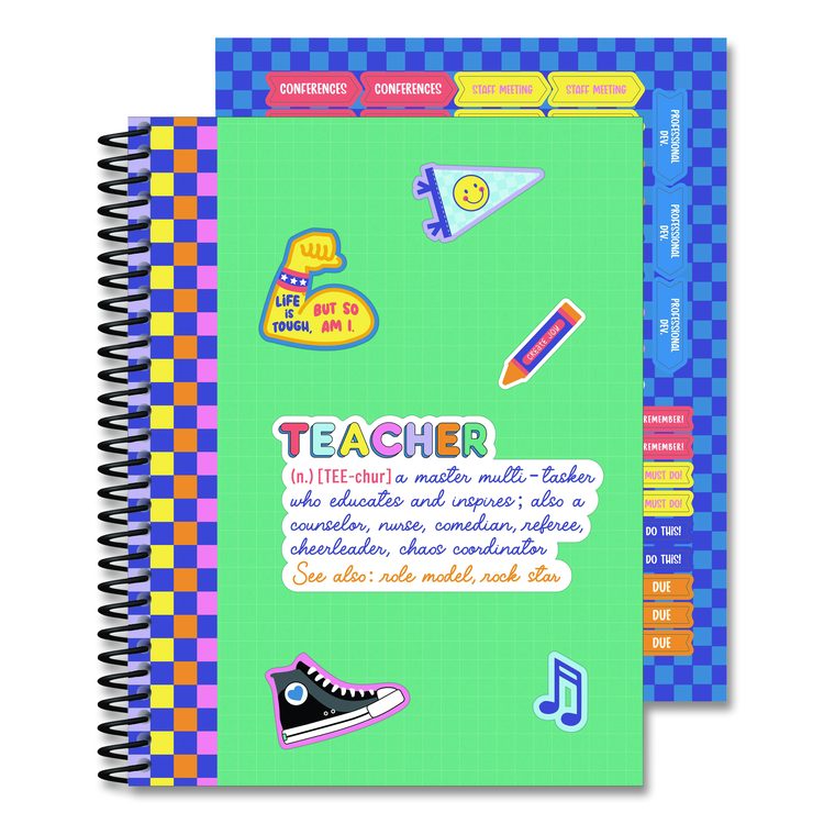 Teacher Planners, Weekly/Monthly, 7 Classes, We Stick Together, Multicolor Cover, 11 x 8.5 Sheets, 12-Month (July to June)