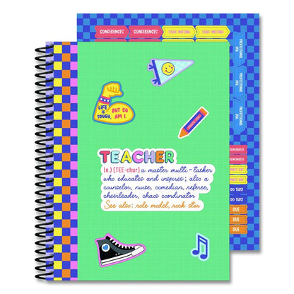 Teacher Planners, Weekly/Monthly, 7 Classes, We Stick Together, Multicolor Cover, 11 x 8.5 Sheets, 12-Month (July to June)