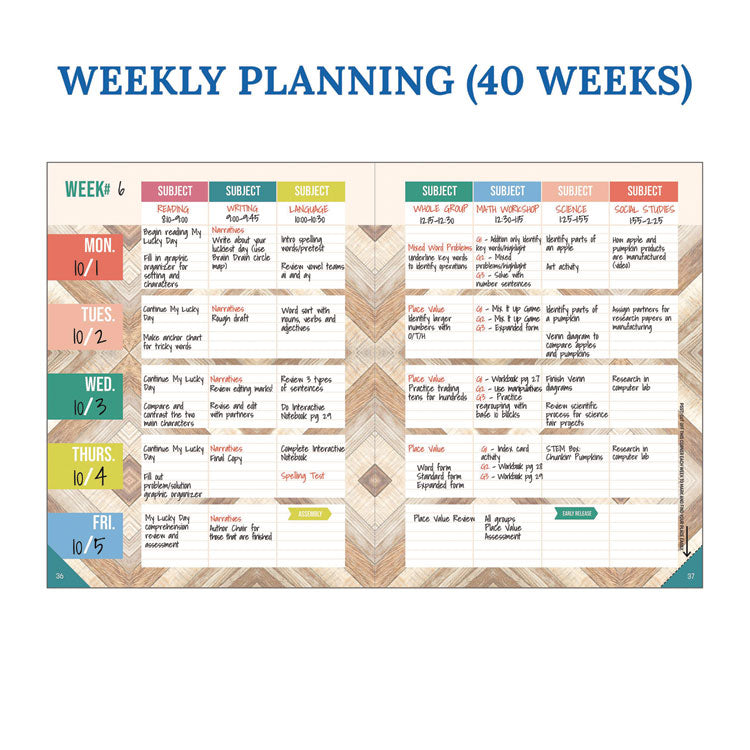 Teacher Planners, Weekly/Monthly, 7 Classes, True to You Artwork, Multicolor Cover, 11 x 8.5 Sheets, 12-Month (July to June)