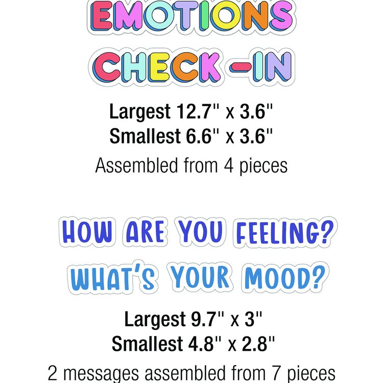 Curriculum Bulletin Board Sets, 46-Piece Set , We Stick Together: Emotions Check-In, 7.9" x 15", Multicolor