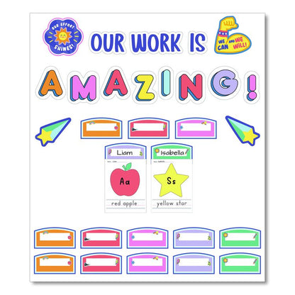 Work Display Bulletin Board Sets, 45-Piece Set, We Stick Together: Our Work Is Amazing, 7.9" x 15", Multicolor