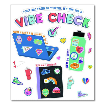 Decorative Bulletin Board Set, 51-Piece Set, We Stick Together: Vibe Check, 14.1" x 17.9", Multicolor