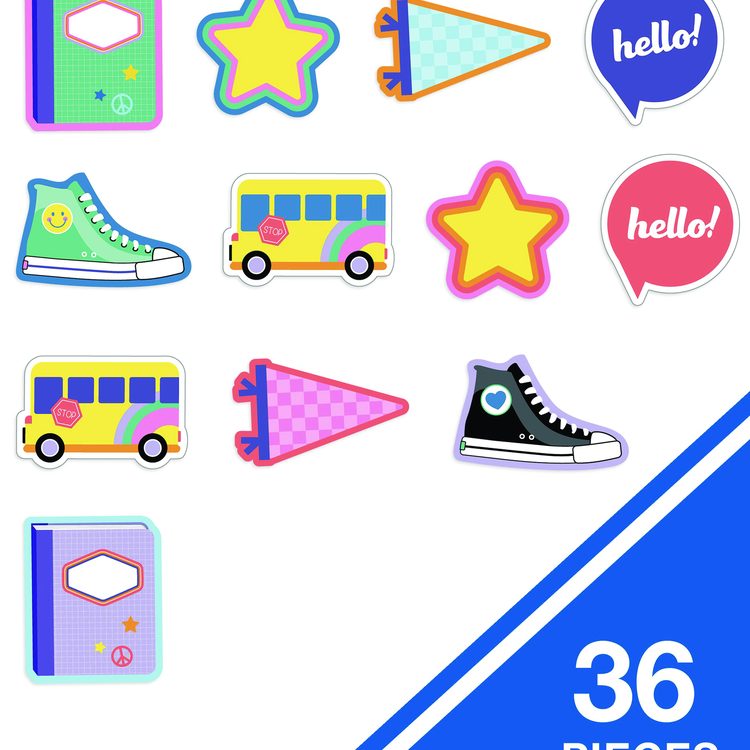 Assorted Colorful Cut-Outs, 36-Piece Set, We Stick Together: Hello School, 6" x 6", Multicolor