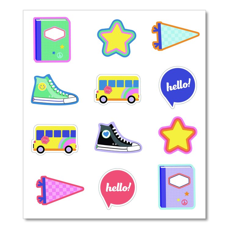 Assorted Colorful Cut-Outs, 36-Piece Set, We Stick Together: Hello School, 6" x 6", Multicolor