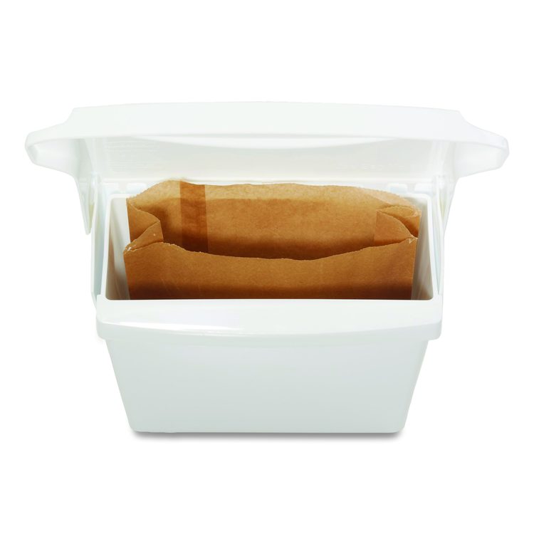 Sanitary Napkin Receptacle with Rigid Liner, Plastic, White