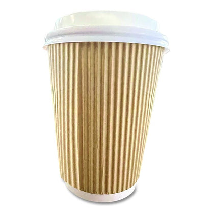 Ripple Hot Cups, 8 oz, Paper, Kraft/White, 500/Carton