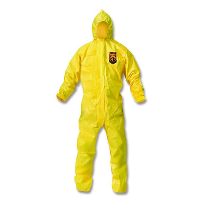 A70 Chemical Spray Protection Coveralls, Elastic Wrists, Ankles, Hood, 3X-Large, Yellow, 12/Carton