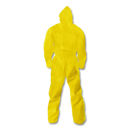 A70 Chemical Spray Protection Coveralls, Elastic Wrists, Ankles, Hood, 3X-Large, Yellow, 12/Carton
