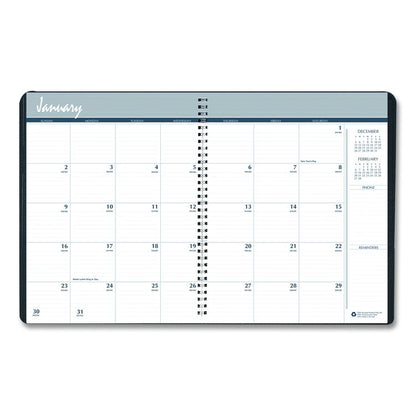 14-Month Recycled Ruled Monthly Planner, 8.75 x 6.78, Black Cover, 14-Month: Dec 2025 to Jan 2027