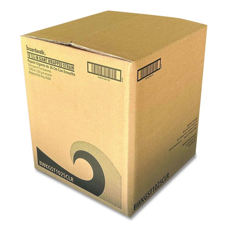Wrapped Giant Straws, 10.25", Polypropylene, Red, 300/Pack, 4 Packs/Carton
