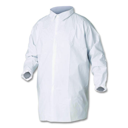 A40 Liquid and Particle Protection Lab Coats, Elastic Wrists, 3X-Large, White, 30/Carton