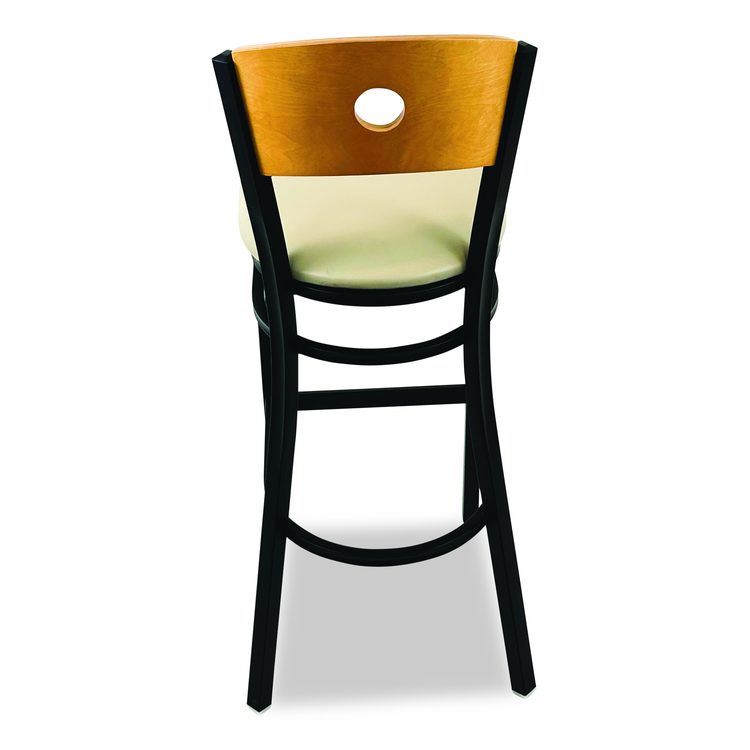 Circle Series Barstool, Supports Up to 300 lb, 28.5" Seat Height, Taupe Seat, Natural Back, Black Base