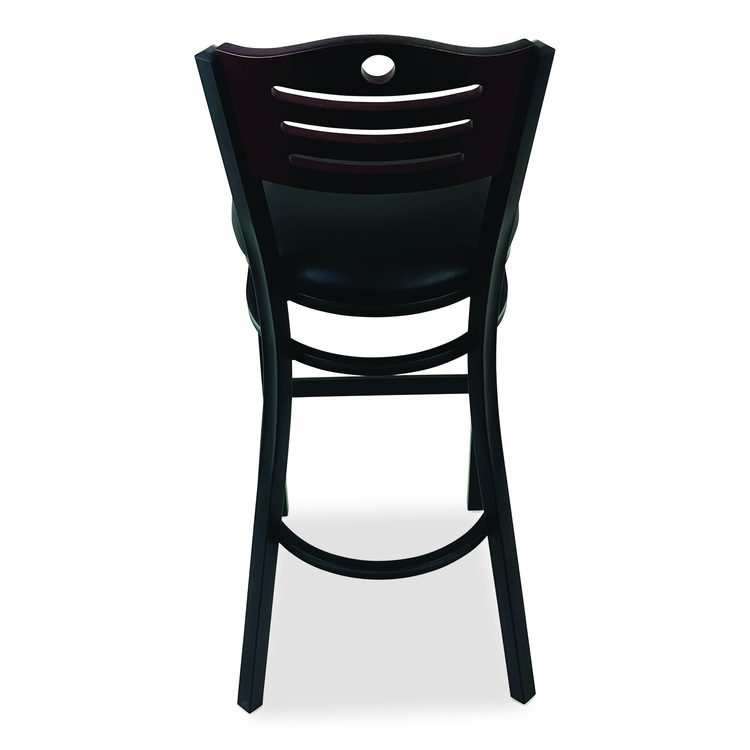 Eagle Series Barstool, Supports Up to 300 lb, 28.5" Seat Height, Black Seat, Dark Mahogany Back, Black Base
