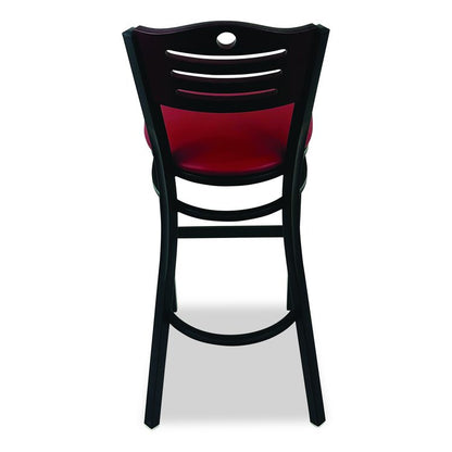 Eagle Series Barstool, Supports Up to 300 lb, 28.5" Seat Height, Burgundy Seat, Dark Mahogany Back, Black Base