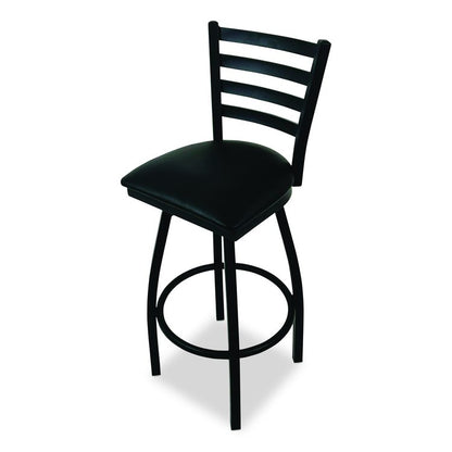 Boggs Series Barstool, Supports Up to 300 lb, 30.5" Seat Height, Black Seat, Black Back, Black Base