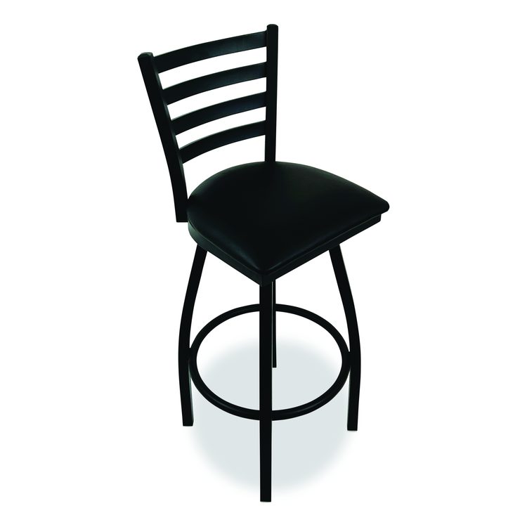 Boggs Series Barstool, Supports Up to 300 lb, 30.5" Seat Height, Black Seat, Black Back, Black Base