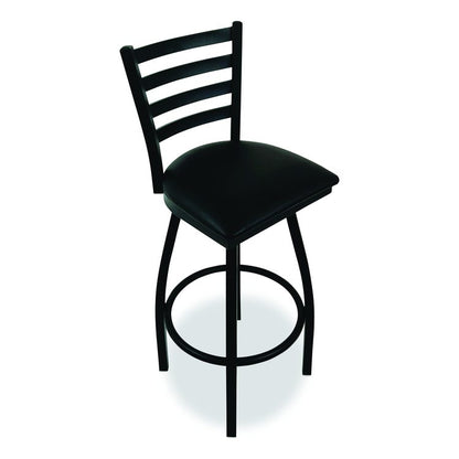 Boggs Series Barstool, Supports Up to 300 lb, 30.5" Seat Height, Black Seat, Black Back, Black Base