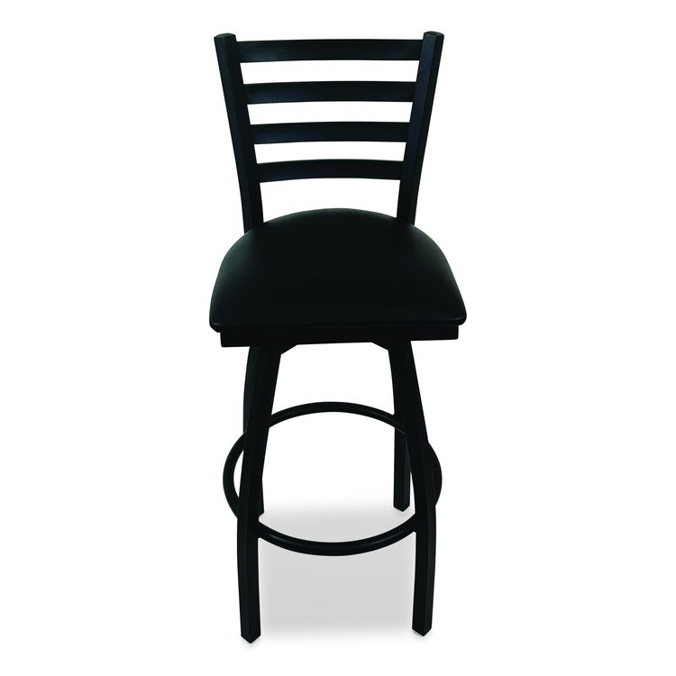 Boggs Series Barstool, Supports Up to 300 lb, 30.5" Seat Height, Black Seat, Black Back, Black Base