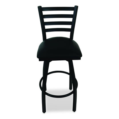 Boggs Series Barstool, Supports Up to 300 lb, 30.5" Seat Height, Black Seat, Black Back, Black Base