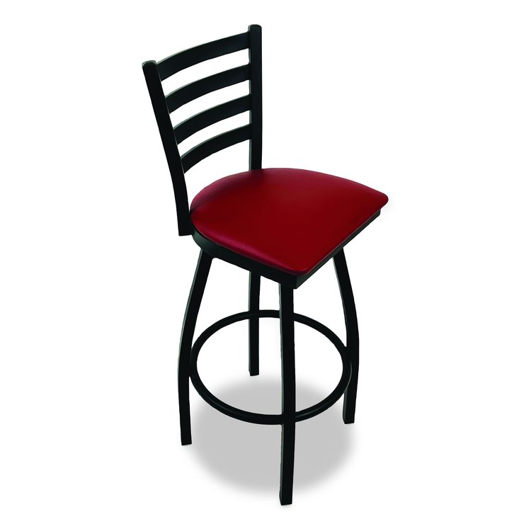 Boggs Series Barstool, Supports Up to 300 lb, 30.5" Seat Height, Burgundy Seat, Black Back, Black Base