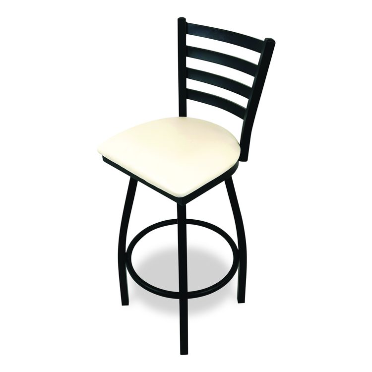 Boggs Series Barstool, Supports Up to 300 lb, 30.5" Seat Height, Cream Seat, Black Back, Black Base