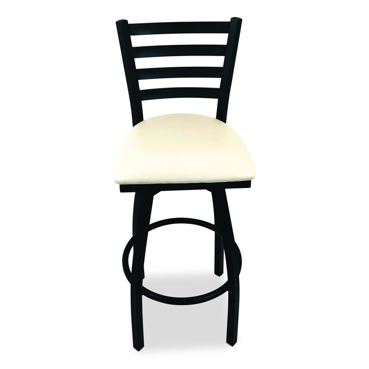 Boggs Series Barstool, Supports Up to 300 lb, 30.5" Seat Height, Cream Seat, Black Back, Black Base