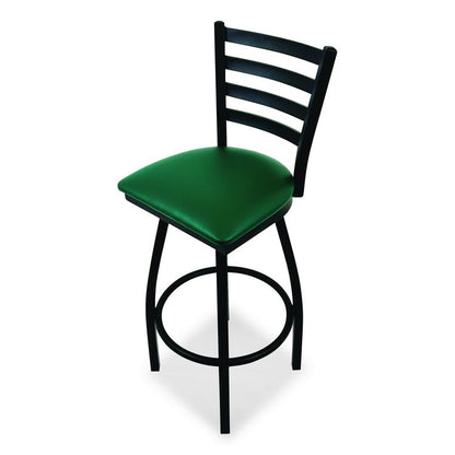 Boggs Series Barstool, Supports Up to 300 lb, 30.5" Seat Height, Green Seat, Black Back, Black Base