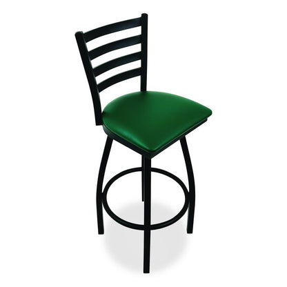 Boggs Series Barstool, Supports Up to 300 lb, 30.5" Seat Height, Green Seat, Black Back, Black Base