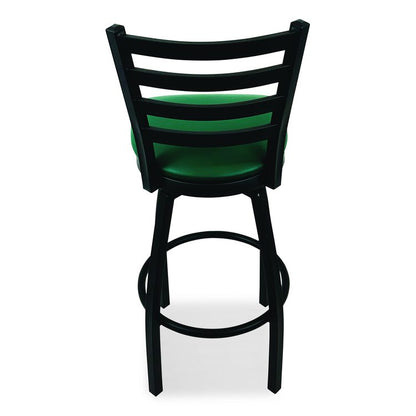 Boggs Series Barstool, Supports Up to 300 lb, 30.5" Seat Height, Green Seat, Black Back, Black Base