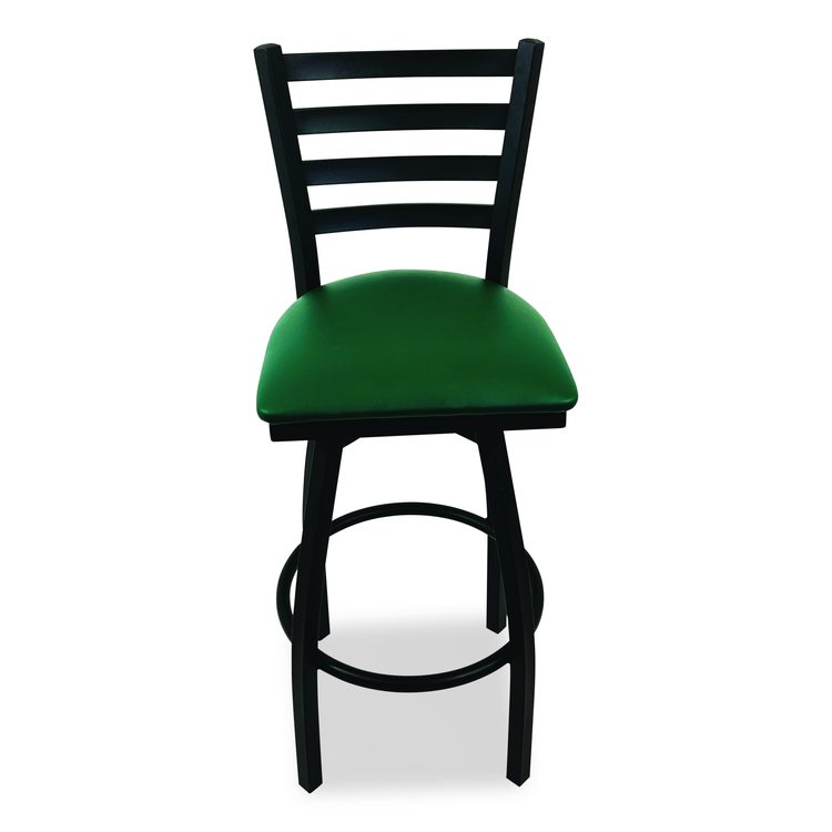 Boggs Series Barstool, Supports Up to 300 lb, 30.5" Seat Height, Green Seat, Black Back, Black Base