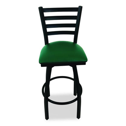 Boggs Series Barstool, Supports Up to 300 lb, 30.5" Seat Height, Green Seat, Black Back, Black Base
