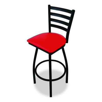 Boggs Series Barstool, Supports Up to 300 lb, 30.5" Seat Height, Red Seat, Black Back, Black Base
