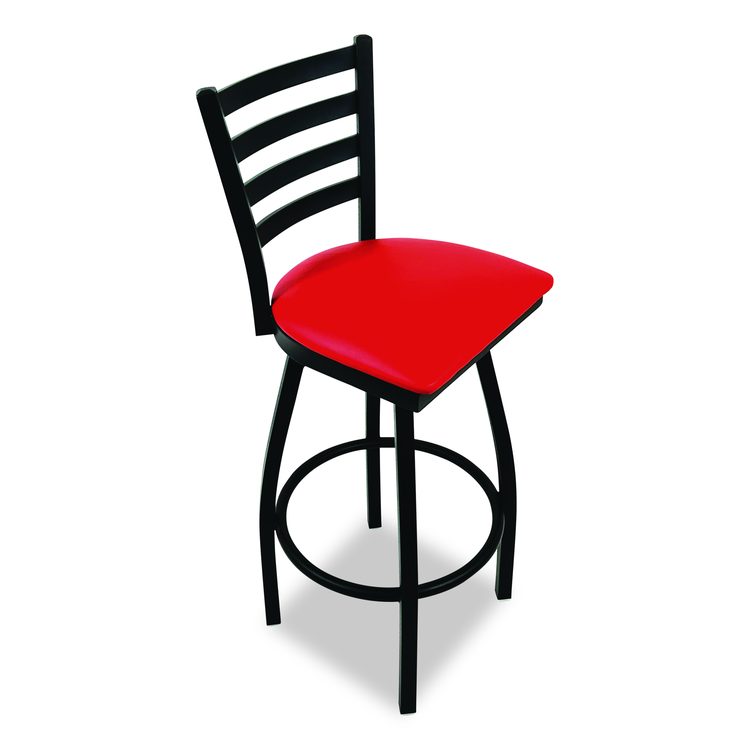 Boggs Series Barstool, Supports Up to 300 lb, 30.5" Seat Height, Red Seat, Black Back, Black Base