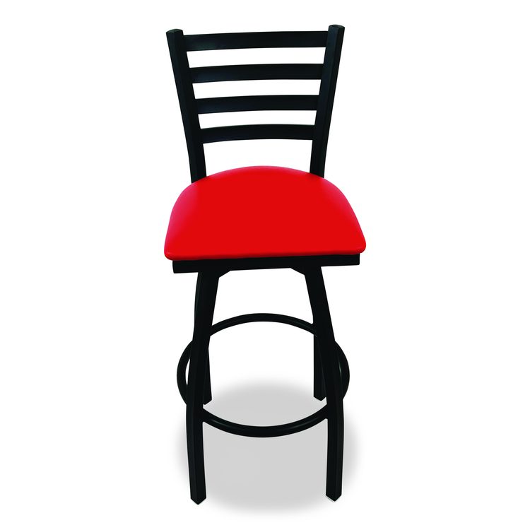 Boggs Series Barstool, Supports Up to 300 lb, 30.5" Seat Height, Red Seat, Black Back, Black Base