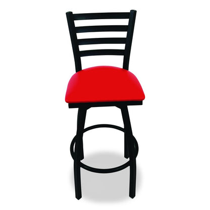 Boggs Series Barstool, Supports Up to 300 lb, 30.5" Seat Height, Red Seat, Black Back, Black Base