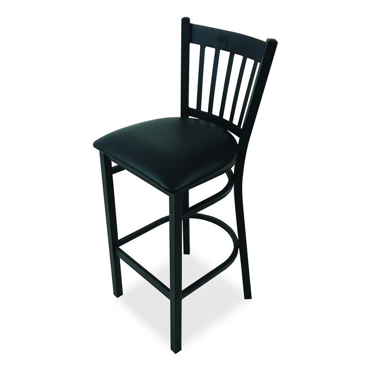 Cobra Series Barstool, Supports Up to 300 lb, 28.5" Seat Height, Black Seat, Black Back, Black Base