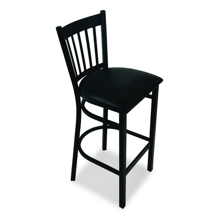 Cobra Series Barstool, Supports Up to 300 lb, 28.5" Seat Height, Black Seat, Black Back, Black Base