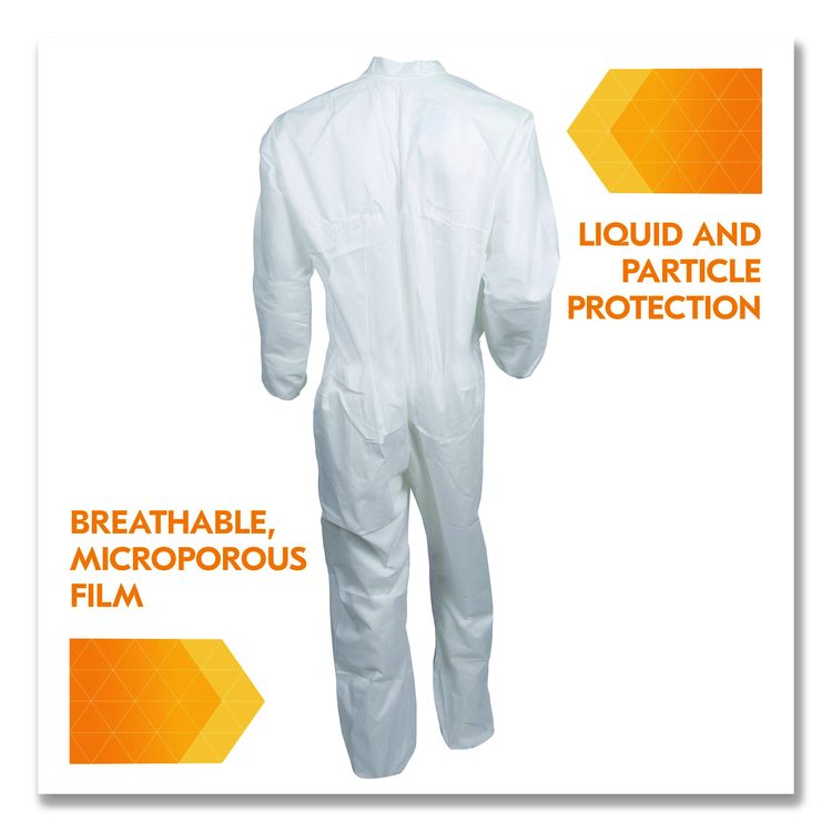A30 Breathable Splash and Particle Protection Coveralls, 3X-Large, White, 21/Carton