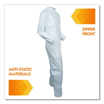 A40 Zipper Front Liquid and Particle Protection Coveralls, 3X-Large, White, 25/Carton