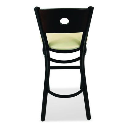 Circle Series Barstool, Supports Up to 300 lb, 28.5" Seat Height, Taupe Seat, Dark Walnut Back, Black Base