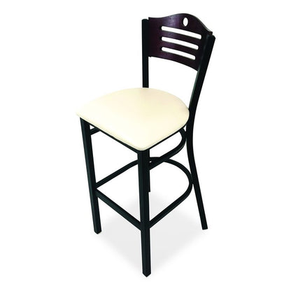 Eagle Series Barstool, Supports Up to 300 lb, 28.5" Seat Height, Cream Seat, Dark Mahogany Back, Black Base