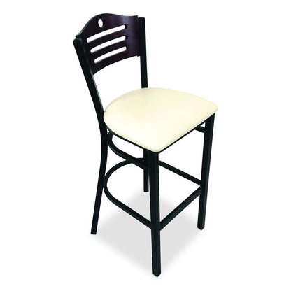 Eagle Series Barstool, Supports Up to 300 lb, 28.5" Seat Height, Cream Seat, Dark Mahogany Back, Black Base