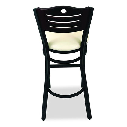 Eagle Series Barstool, Supports Up to 300 lb, 28.5" Seat Height, Cream Seat, Dark Mahogany Back, Black Base
