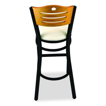 Eagle Series Barstool, Supports Up to 300 lb, 28.5" Seat Height, Cream Seat, Natural Back, Black Base