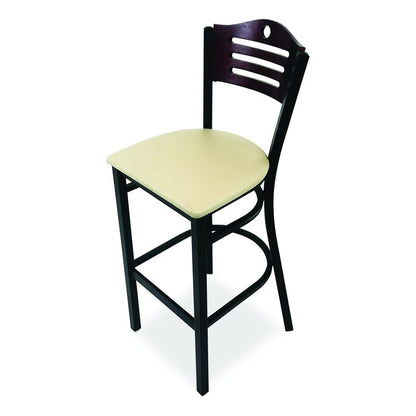 Eagle Series Barstool, Supports Up to 300 lb, 28.5" Seat Height, Taupe Seat, Dark Mahogany Back, Black Base